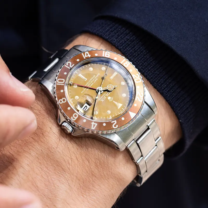 Rolex GMT-Master 1675 Caramel Tropical Gilt Chapter Ring Dial PCG Case