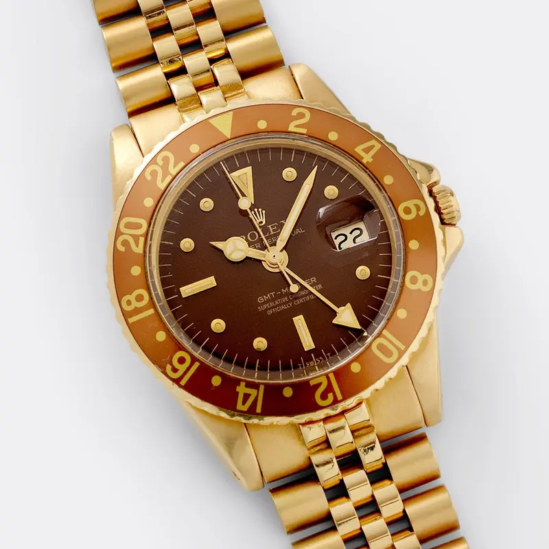 Rolex GMT Master Yellow 1675 Gold Brown Dial