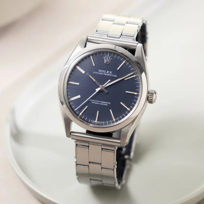 Rolex Oyster Perpetual 1002 Horizontal Brushed Blue Dial