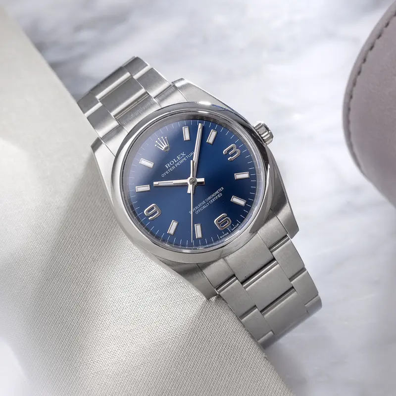 ROLEX OYSTER PERPETUAL 114200 Blaues EXPLORER Zifferblatt mit BOX und Papieren