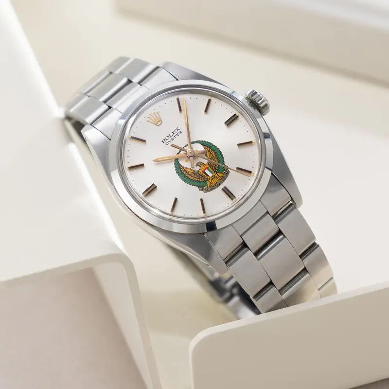 Rolex Oyster Silver UAE logo dial ref 6426
