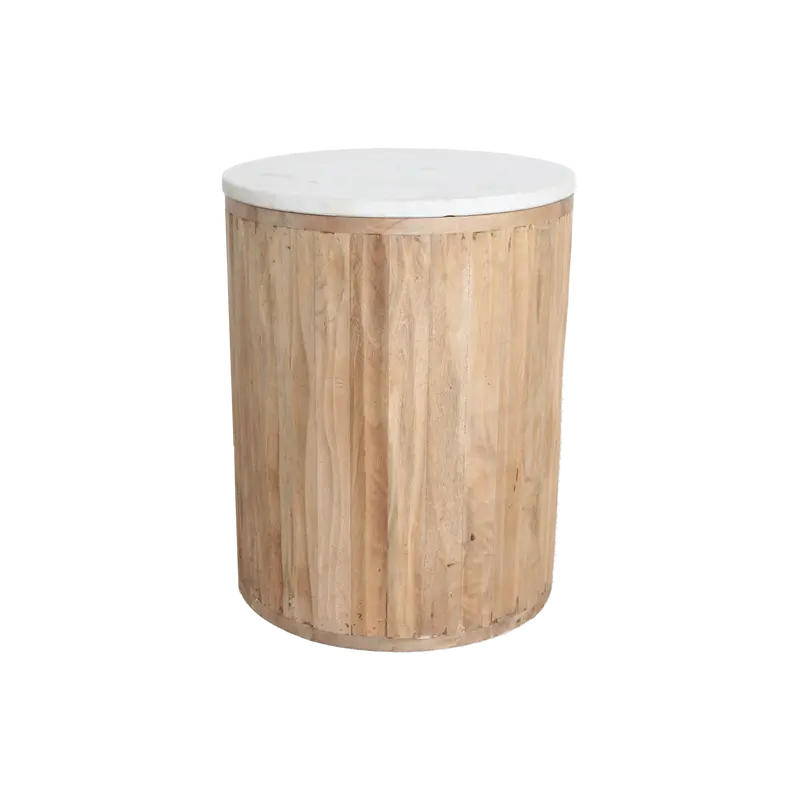 Ronde Bijzettafel Malakka Marmer Wit Raw Materials