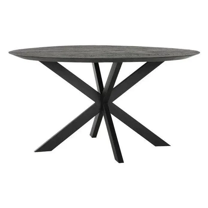 Ronde Eetkamertafel Timeless Black Shape Gerecycled Teakhout Zwart Ø130cm DTP Home
