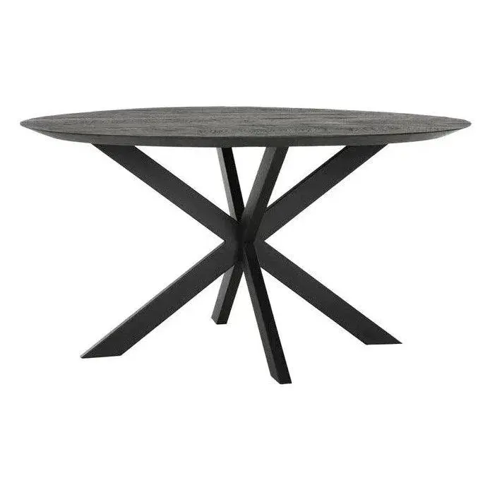 Ronde Eetkamertafel Timeless Black Shape Gerecycled Teakhout Zwart Ø150cm DTP Home