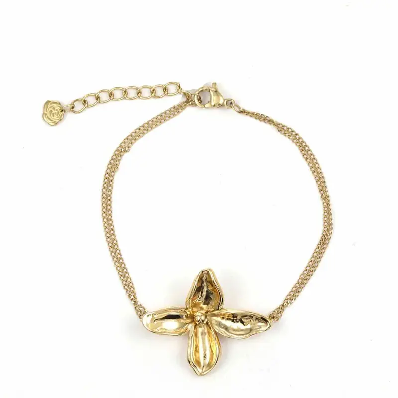 rose & camellia armband golden flower