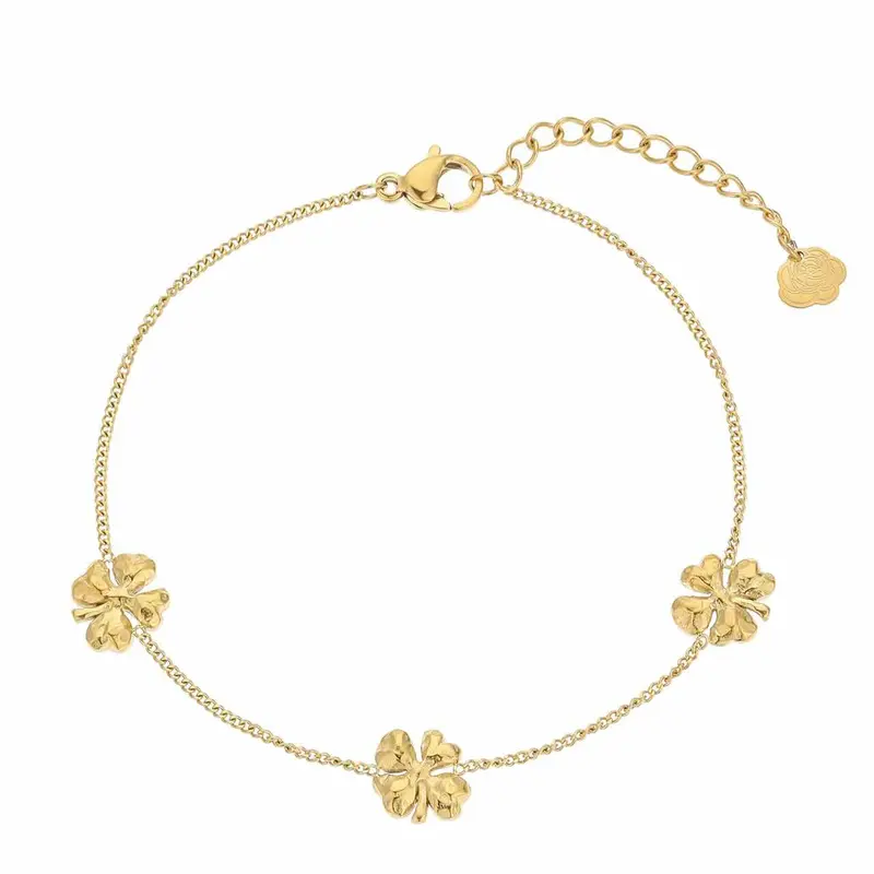 rose & camellia armband three golden flowers