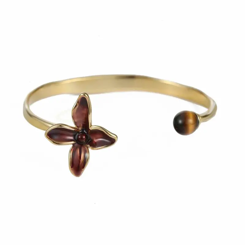 rose & camellia bangle burgundy flower brown
