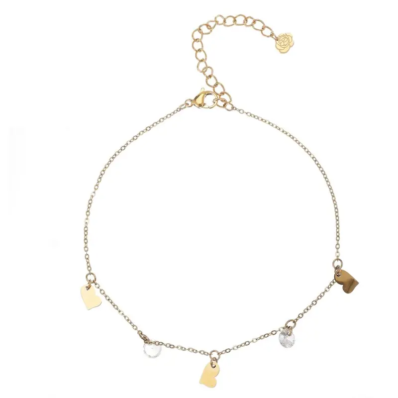 Rose & Camellia enkelbandje crystal heart