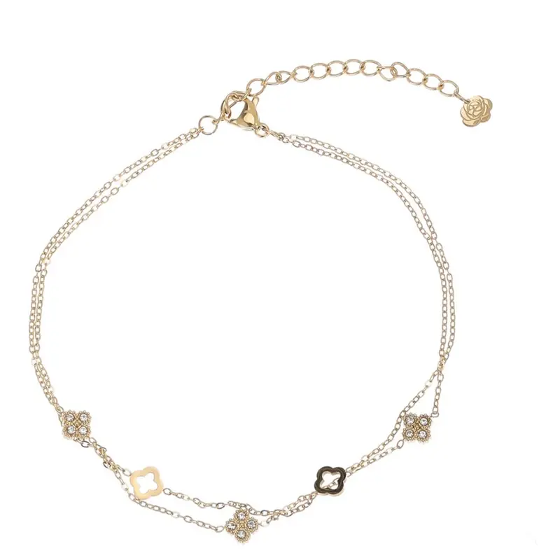Rose & Camellia enkelbandje sparkle clover