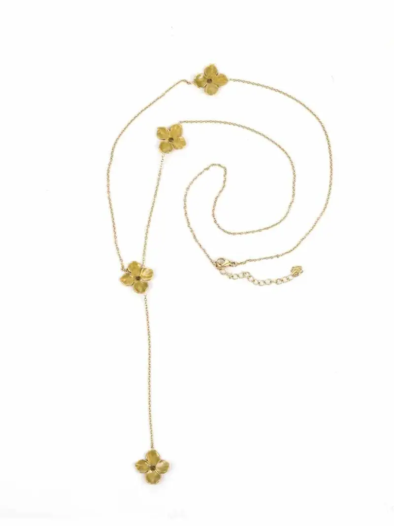 rose & camellia lange ketting green flowers