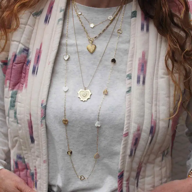rose & camellia lange ketting hearts and chains
