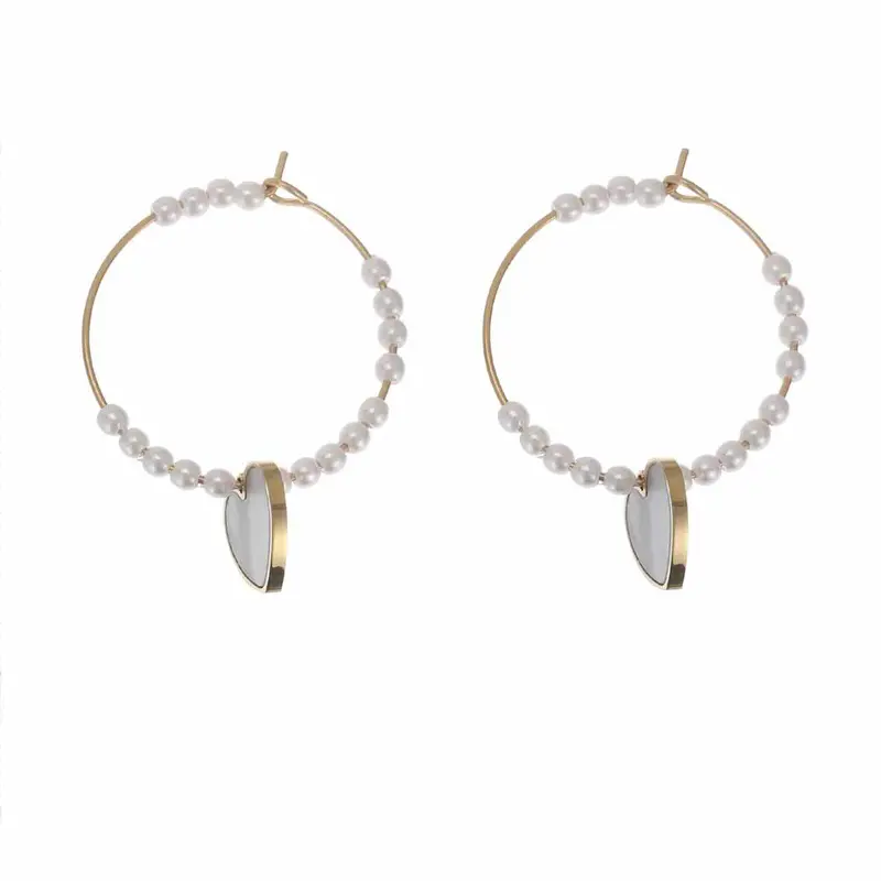 rose & camellia oorbellen heart pearl hoops