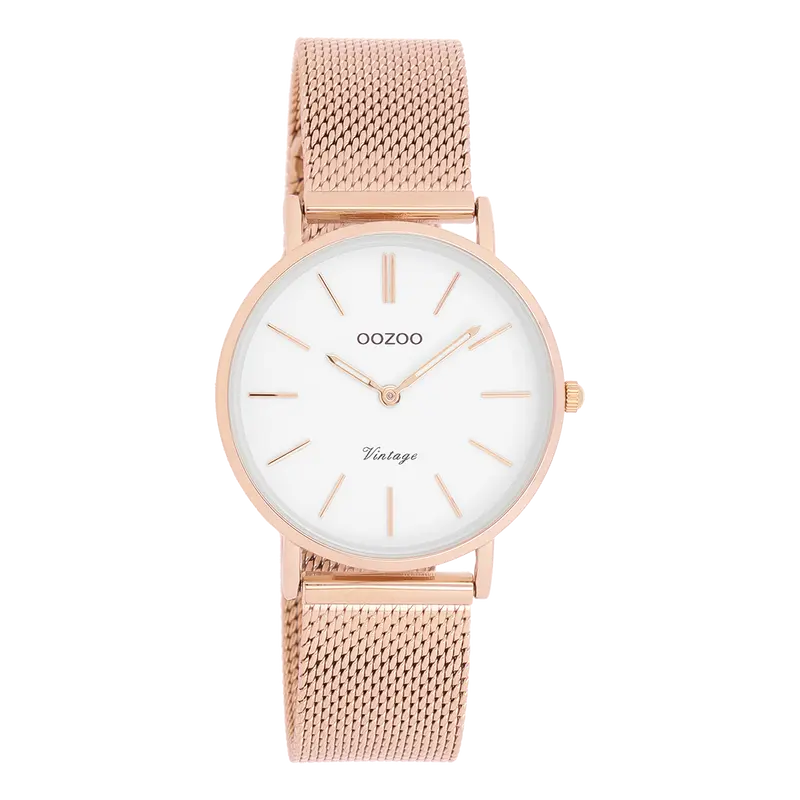 Rosé goudkleurige OOZOO horloge met metalen mesh armband - C9919 (32mm)