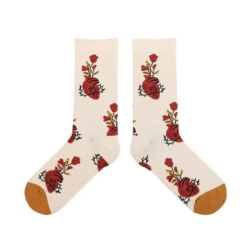 Rose Heart Crew Socks