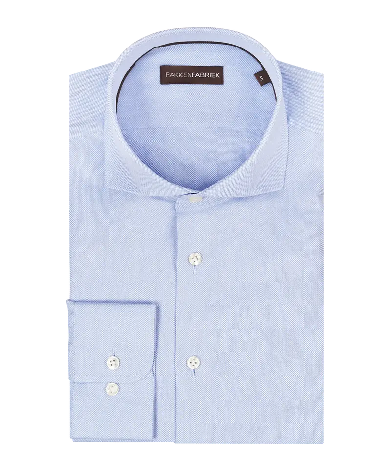 Royal blue oxford overhemd met wide spread kraag