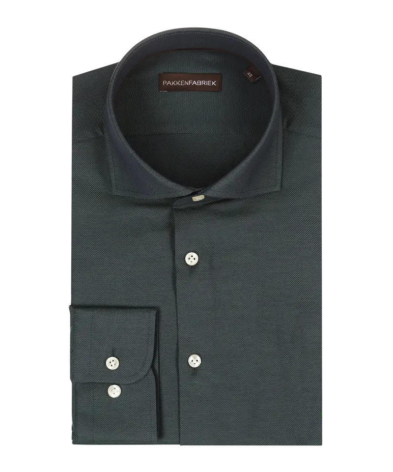 Royal dark green oxford overhemd met wide spread kraag