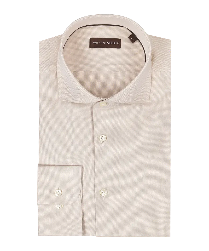 Royal sand oxford overhemd met wide spread kraag