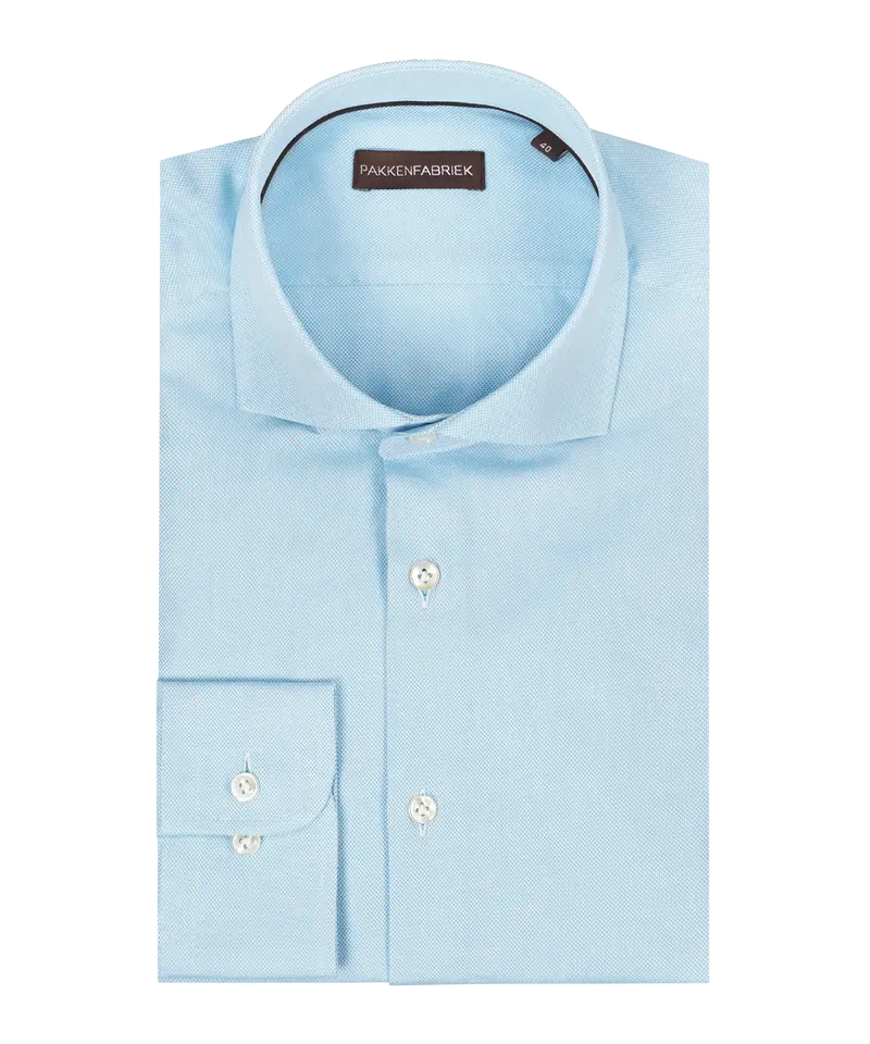 Royal turquoise oxford overhemd met wide spread kraag