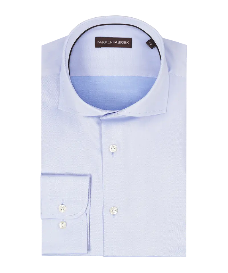 Royal twill lichtblauw overhemd met wide spread kraag