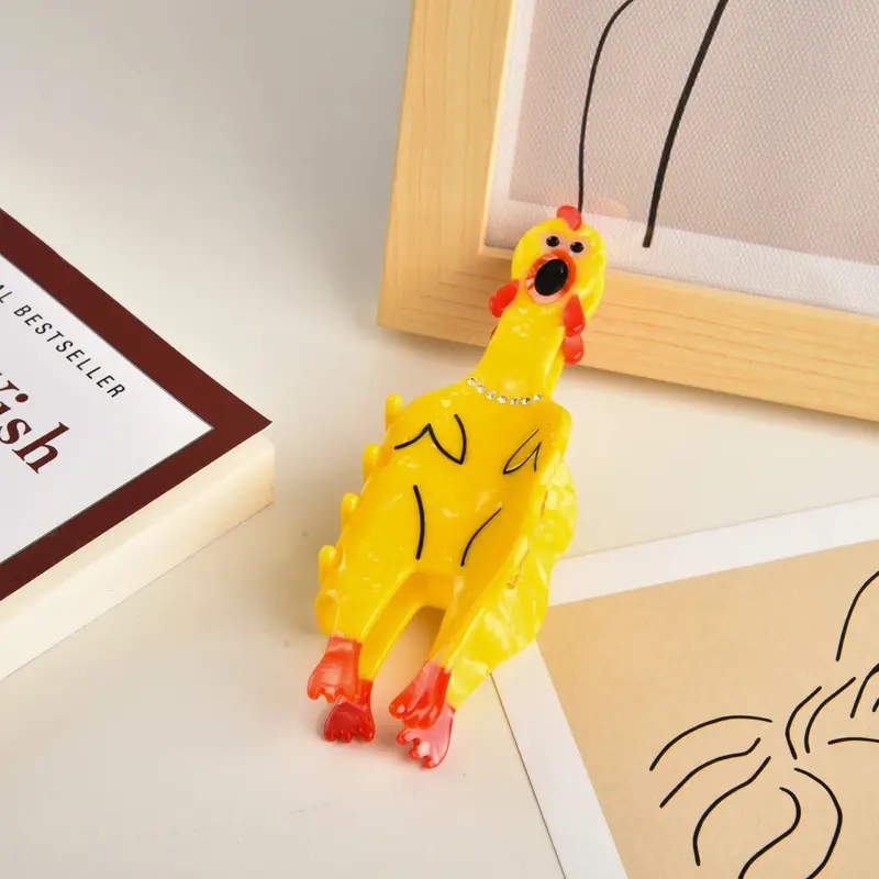 Rubber Chicken Acrylic Hair Claw Clip