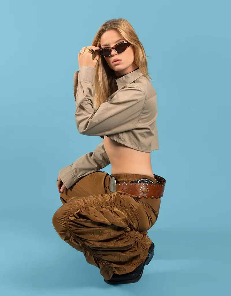 Ruched parachute trousers