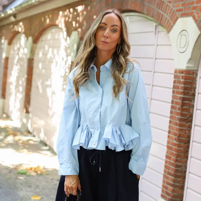 Ruffle blouse blauw