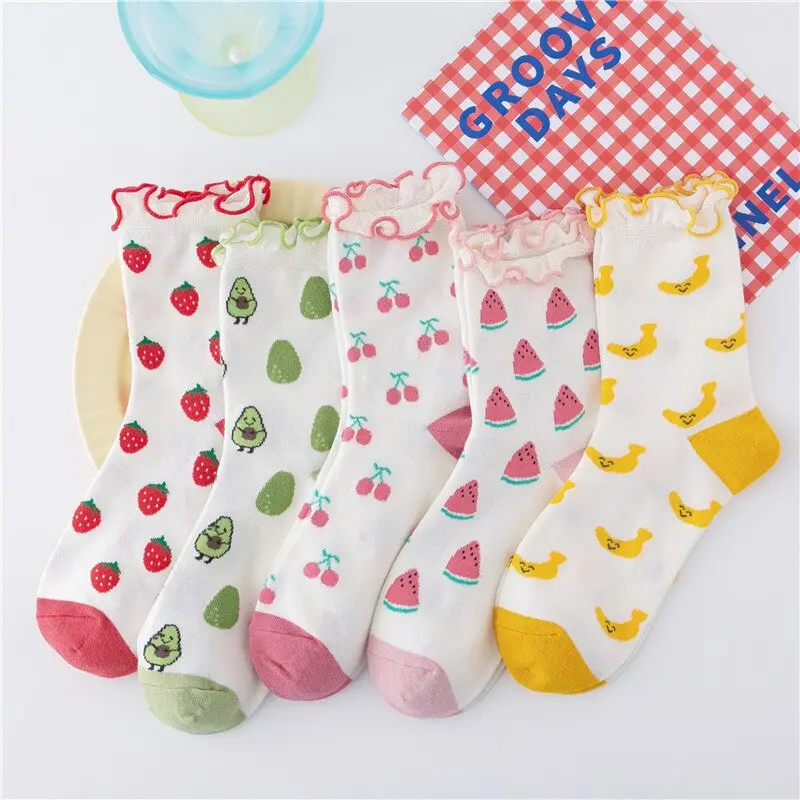 Ruffle Fruit Crew Socks (5 Designs)