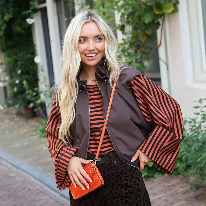 Ruffle gilet choco