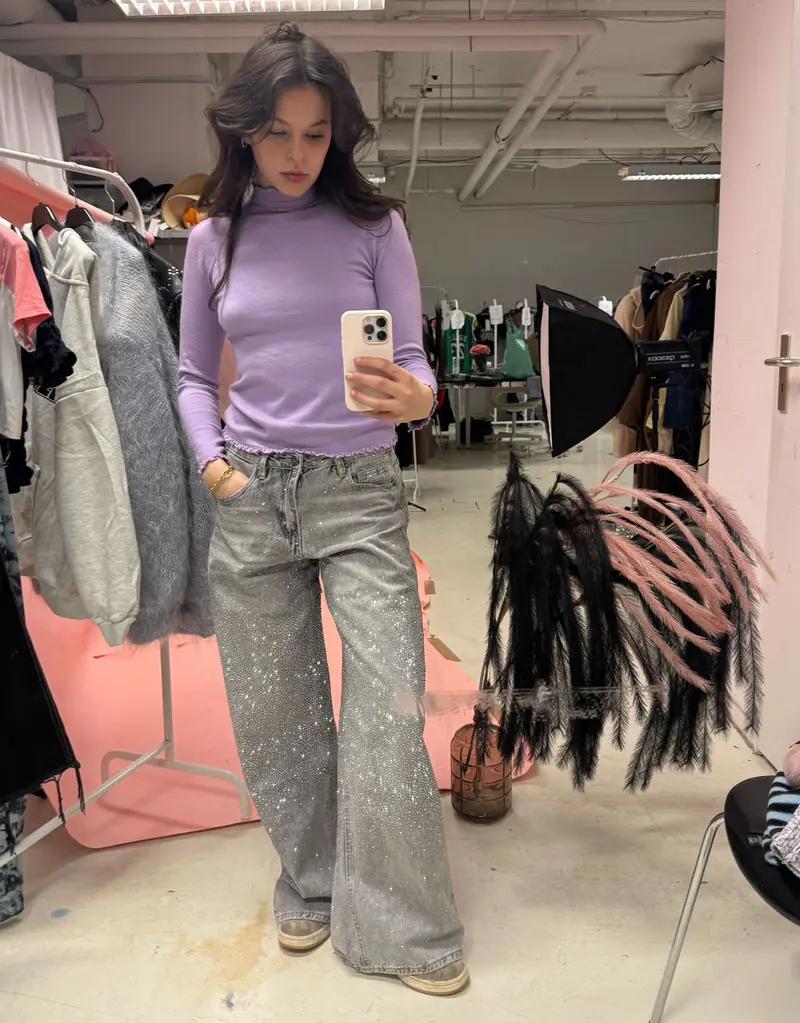 Ruffled turtleneck top