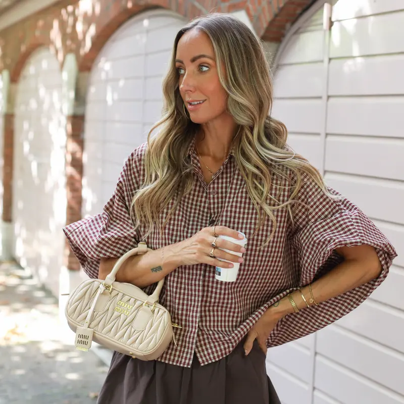 Ruitjes blouse burgundy
