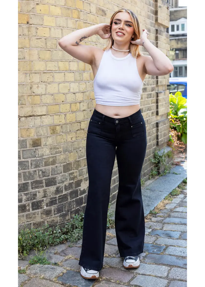 Run & Fly Hippy 70's Flare Trousers Black