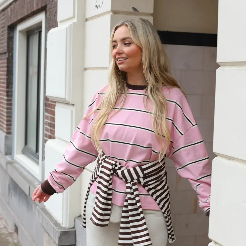 Saar streep shirt roze