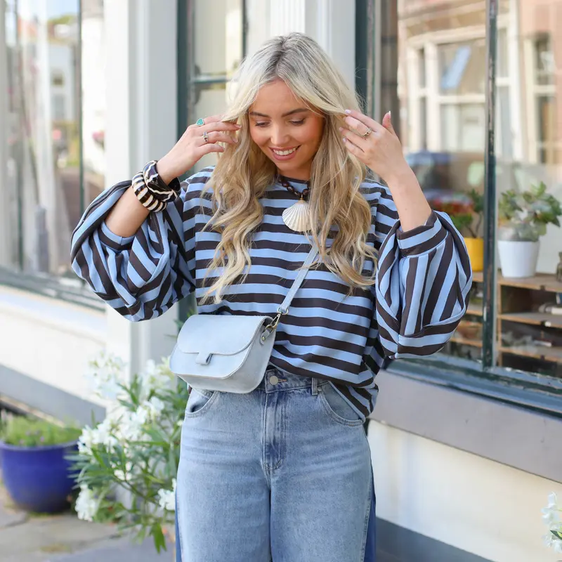 Saar streep sweater dubbel blauw