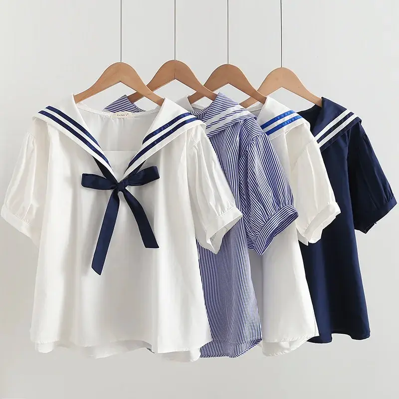Sailor Collar Bow Blouse (4 Colours)