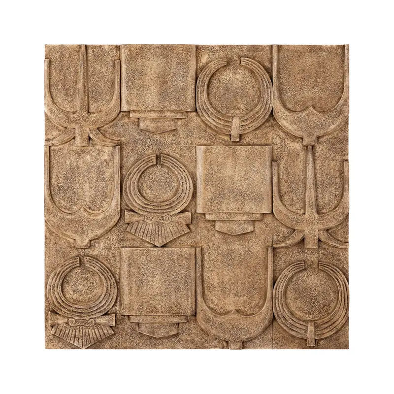Saku Beige MDF Aancient Symbols Antique Wall Panel PTMD