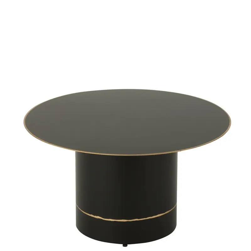Salontafel Cilindervoet With Golden Border Rond Ijzer Zwart/Goudkleurig Small J-Line