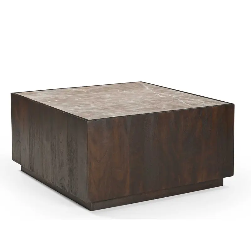Salontafel Moos Mangohout Marmer Bruin Vierkant 80cm Starfurn