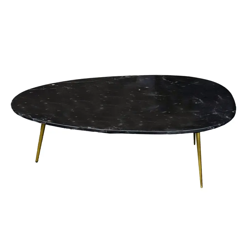 Salontafel Organic Marble Zwart Goud 110cm Livingfurn