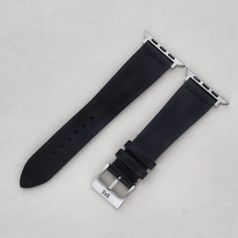 Sample Sale - Black Straight Stitch Leather Watch Strap - 22mm