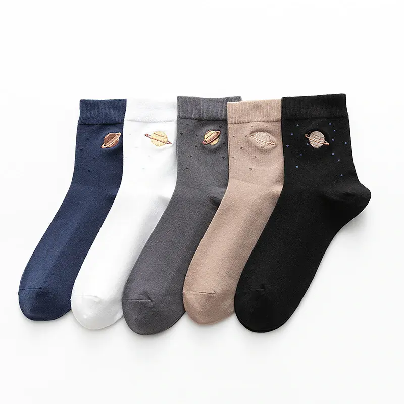 Saturn Embroidery Crew Socks (5 Colours)