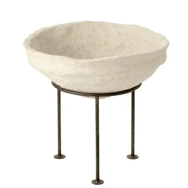 Schaal Op Voet Chad Papier Mache Wit