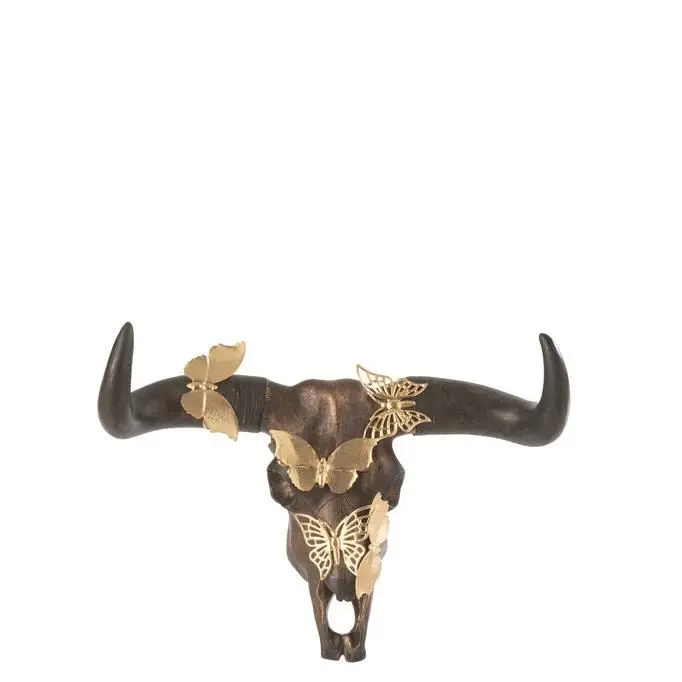 Schedel Os Vlinder Resin Bruin/Goud Small