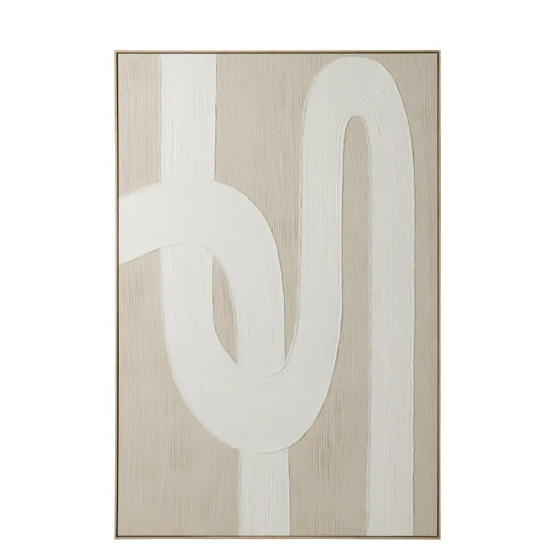 Schilderij Lijnen Dennenhout Wit/Lichtbeige J-Line