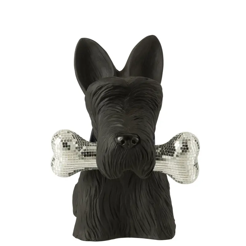 Schotse Terrier + Bot Polyresin Zwart
