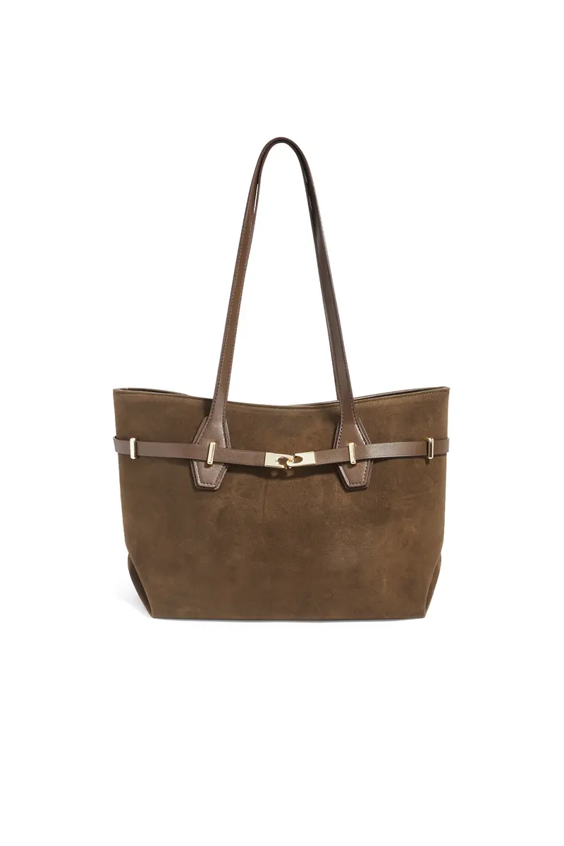 Schoudertas suede Bruin