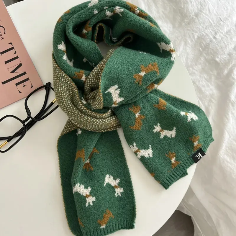 Scottie Dog Knitted Pattern Scarf