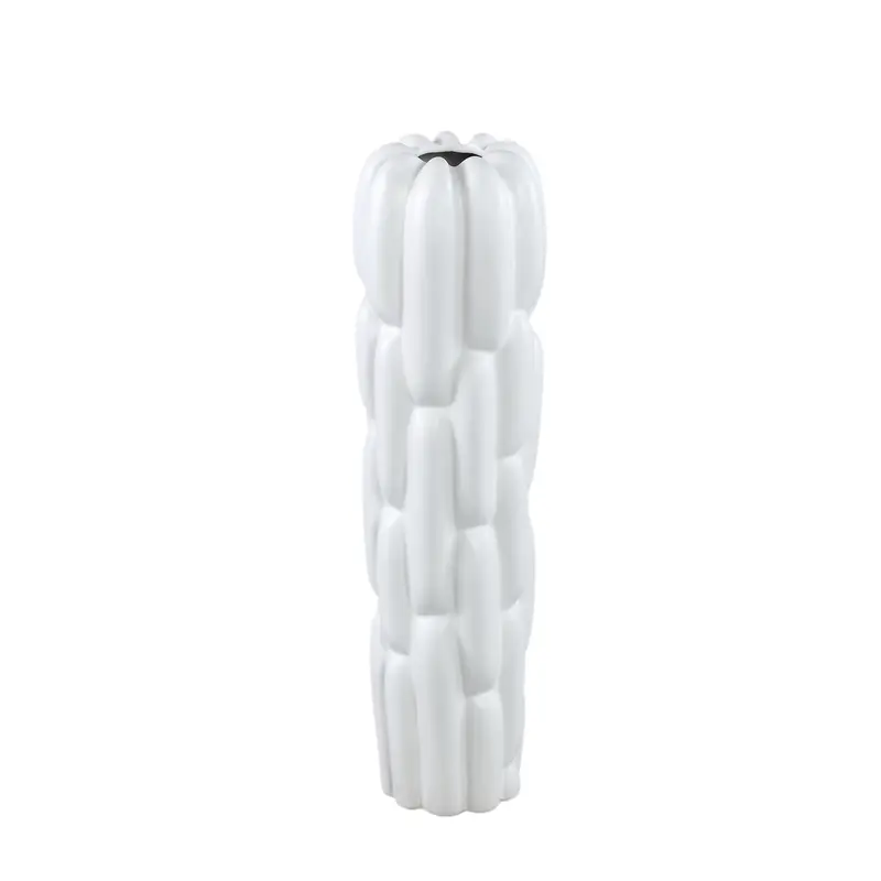 Seanis White Round Ceramic Vase Block Pattern S 14x14x41cm PTMD