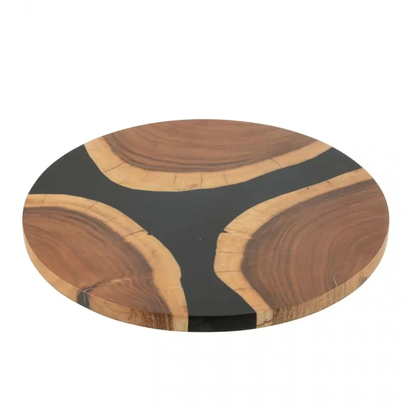 Serveerplank Rond Acacia Hout/Epoxyhars Naturel/Zwart