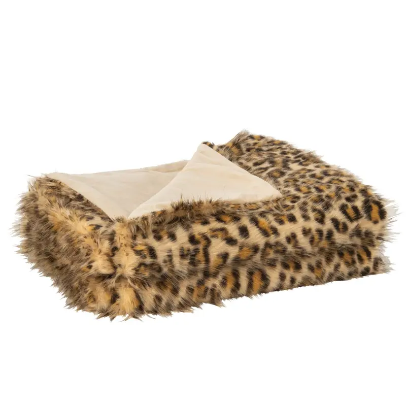 Set Plaid En Kussen Leo Panterprint Bruin J-Line