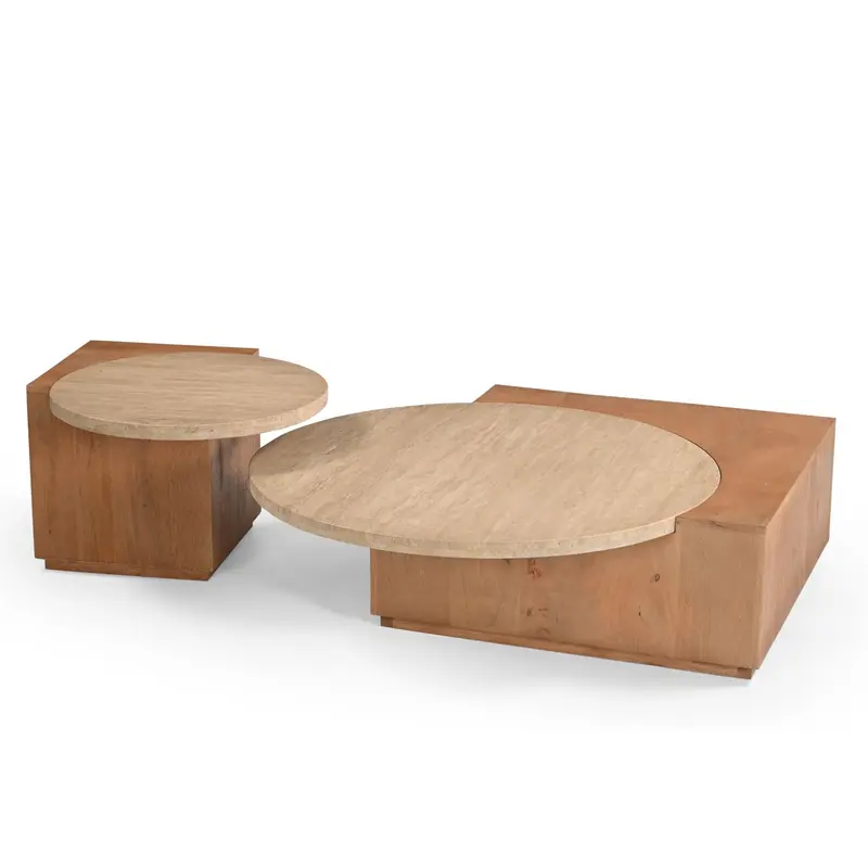 Set Salontafel En Bijzettafel Numa Naturel Travertin Starfurn